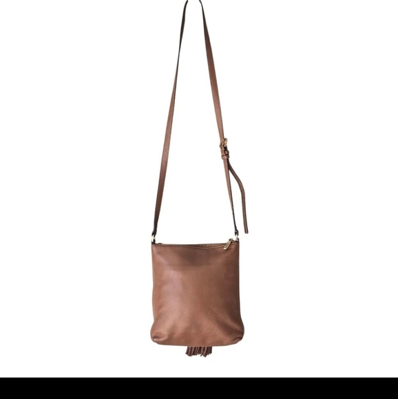 Michael Kors Leather Crossbody Bag Women's Brown Pebble Tassels Logo Small - Picture 4 of 13